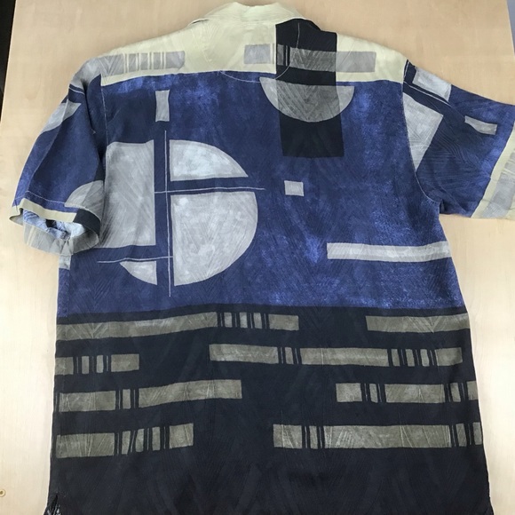 Tommy Bahama Mens Medium Button Up Silk Shirt Geometric Print - Picture 2 of 8